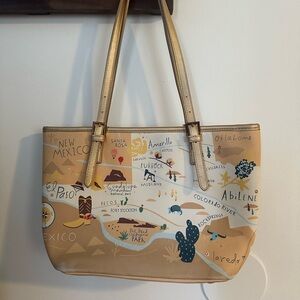 Spartina 449 Tan Map Design Tote